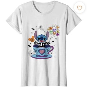 Halloween Stitch Teacup Shirt Stitch White Tee Shirt Women's Small